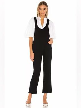 Paige Black Overdye Atley Ankle Flare Leg Denim Jean Overalls Jumpsuit Size 30